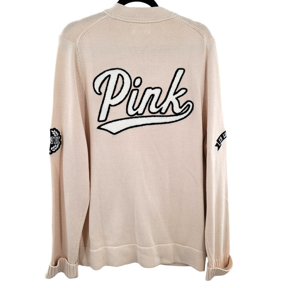 VS PINK Varsity Letterman Cardigan Size L RARE NWOT - Picture 3 of 7